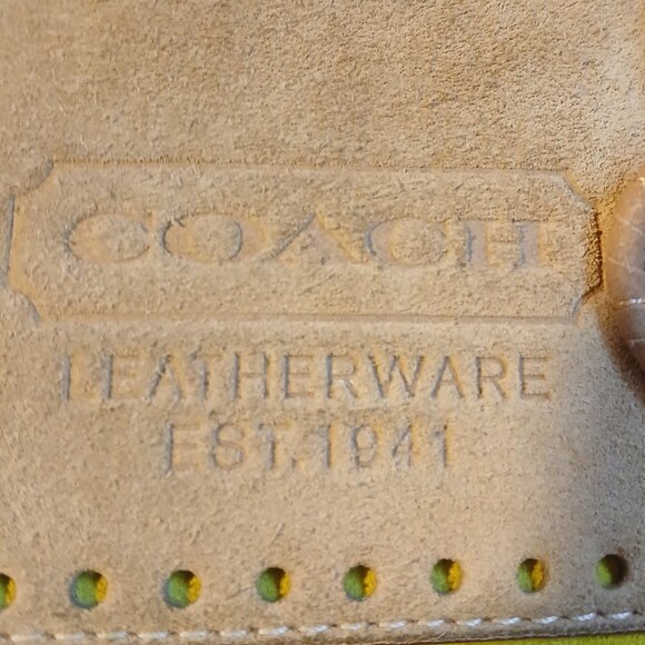 Vintage Coach Hampton Gallery Tote Bag Tan Suede Brown Leather - Picture 12 of 13